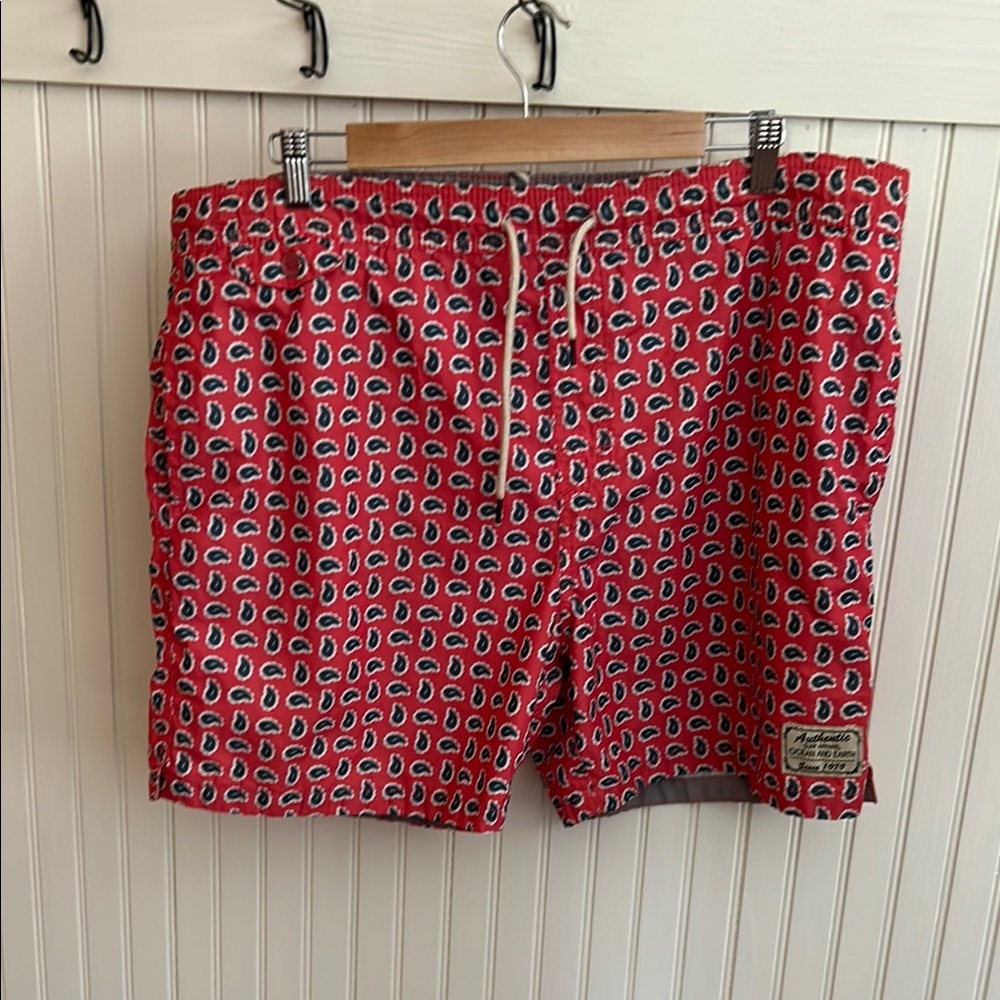 Men's Red Patterned Surf Swim Shorts